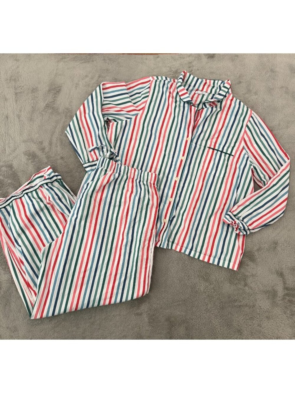 Nordstrom 100% Cotton Rainbow Striped Pajamas Set Womens 2X 2XL Pants Top